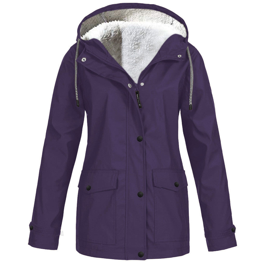 Women’s Fleece-Lined Hooded Zippered Jacket in 12 Colors S-5XL - Wazzi's Wear