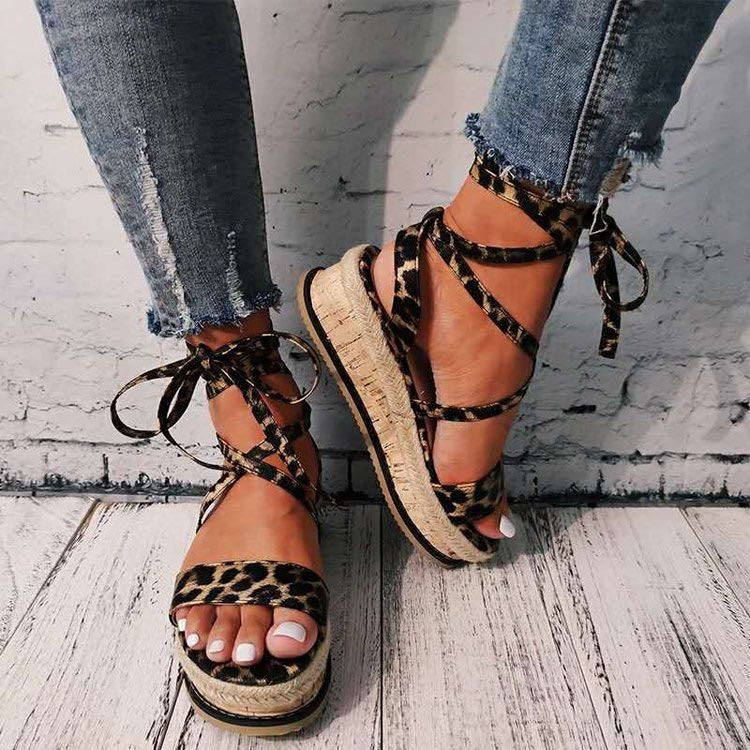 Women’s Printed Wrap Roman Sandals in 6 Colors - Wazzi's Wear