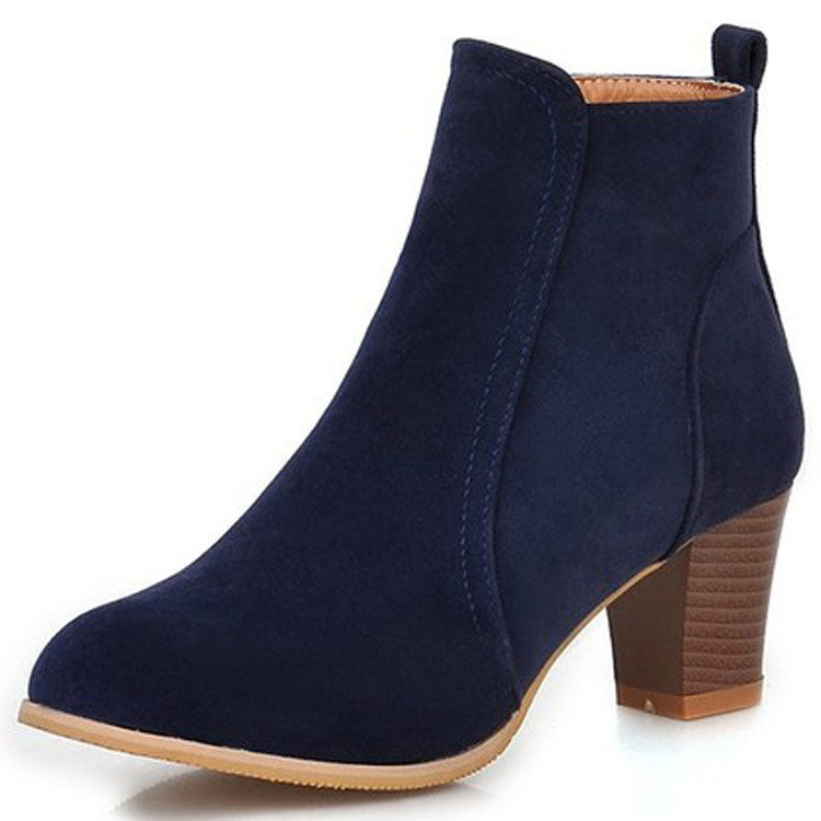 Women’s Short Thick Heel Ankle Boots in 3 Colors - Wazzi's Wear