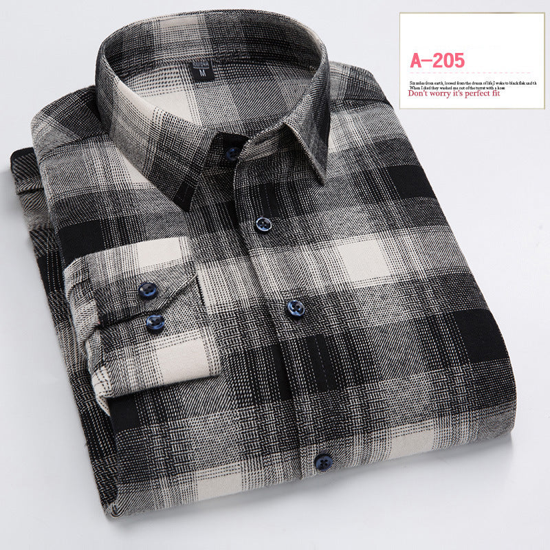 Men’s Long Sleeve Plaid Brushed Shirt in 8 Colors M-4XL - Wazzi's Wear
