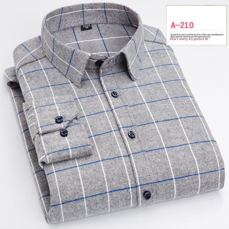 Men’s Long Sleeve Plaid Brushed Shirt in 8 Colors M-4XL - Wazzi's Wear