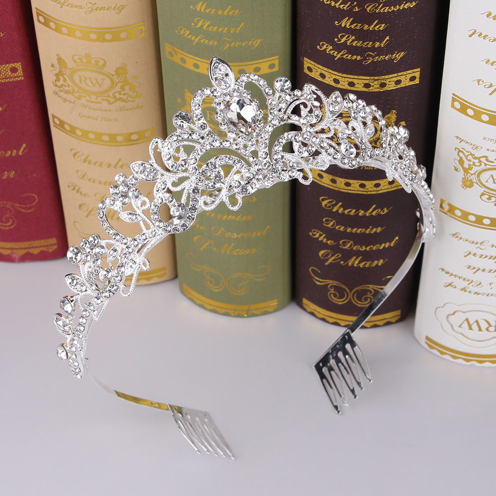 Women’s White Crystal Crown Wedding Headpiece - Wazzi's Wear