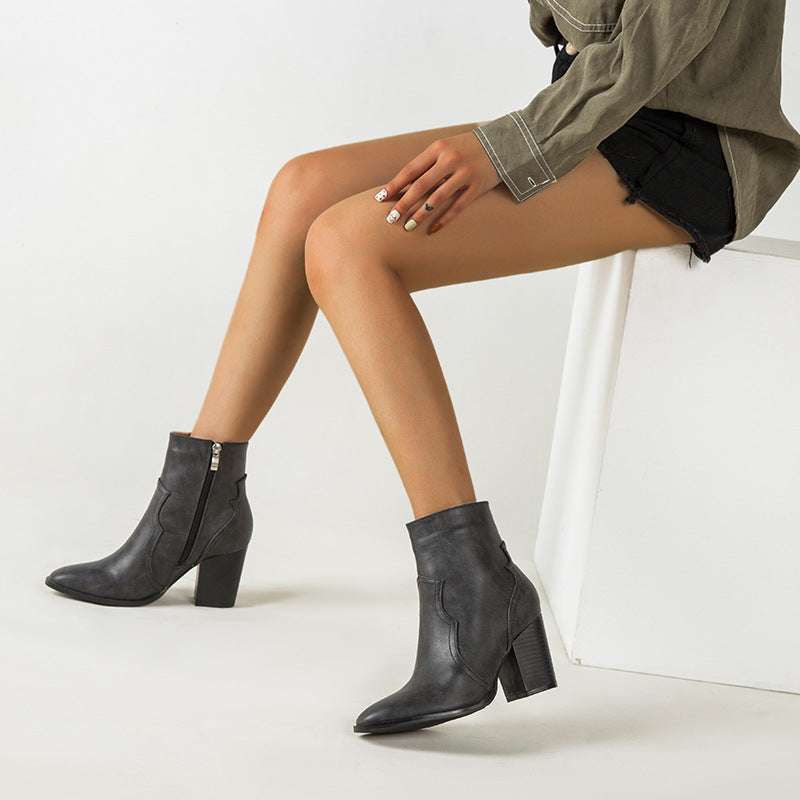 Women’s Ankle Martin Boots With Short Thick Heels in 2 Colors - Wazzi's Wear