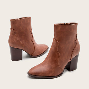 Women’s Ankle Martin Boots With Short Thick Heels in 2 Colors - Wazzi's Wear