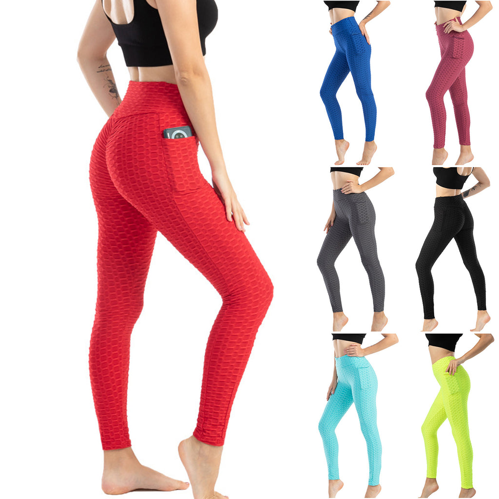 Women's High Stretch Hip-Lifting Slim Fit Leggings with Pocket in 8 Colors S-XL - Wazzi's Wear