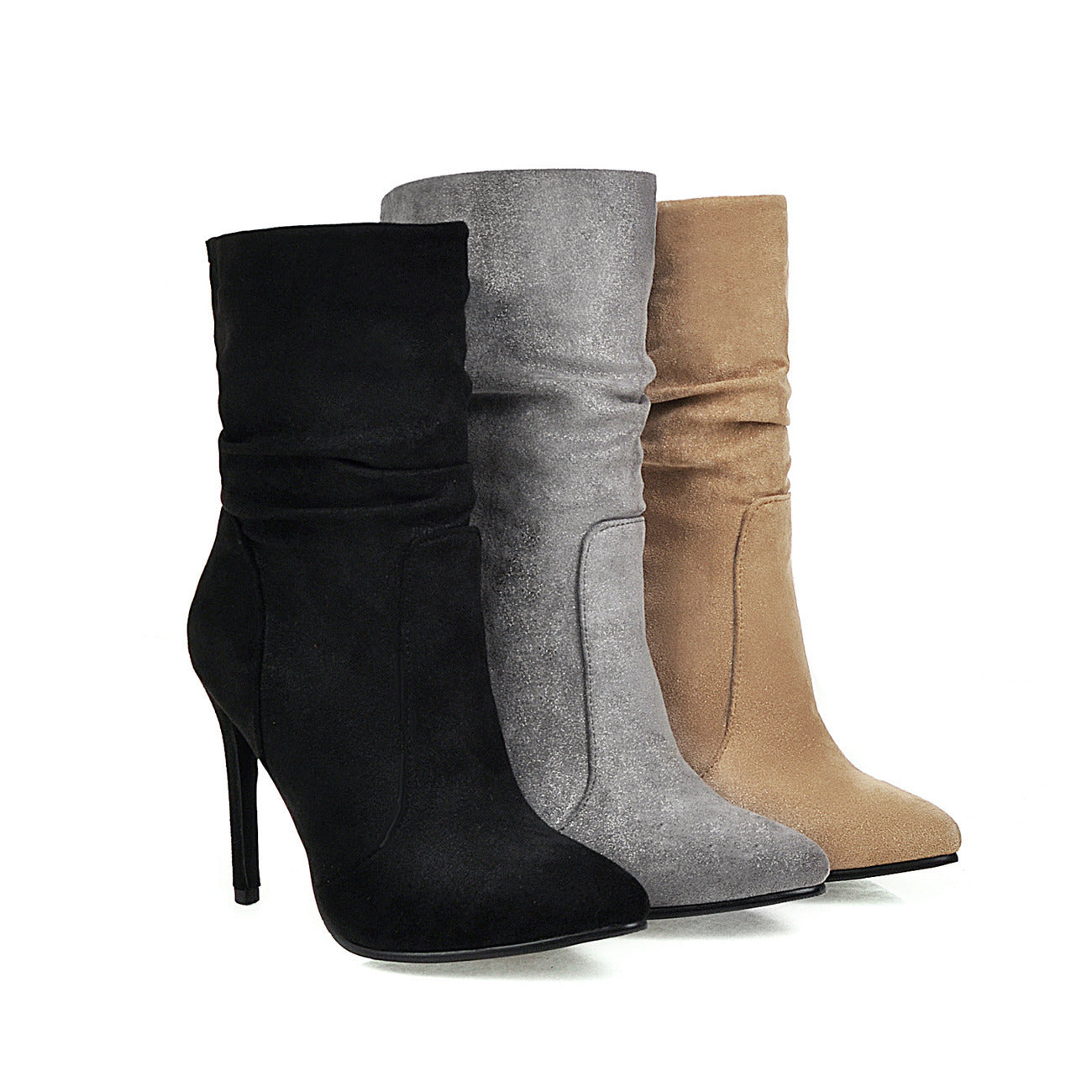 Women’s Suede Low-Top High Heel Stiletto Boots