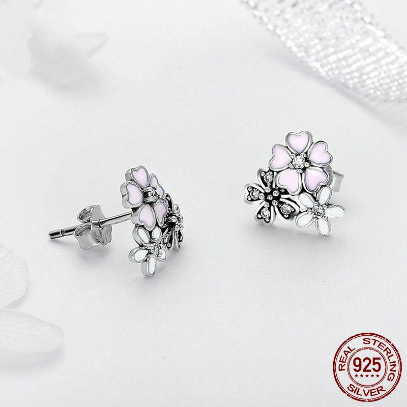 Women’s Silver Floral Stud Earrings - Wazzi's Wear