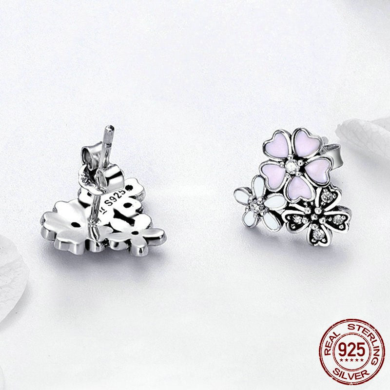 Women’s Silver Floral Stud Earrings - Wazzi's Wear