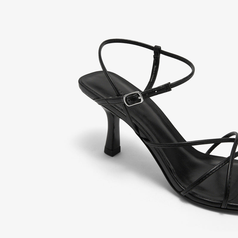 Women’s Short Stiletto Heel Strap Sandals in 2 Colors - Wazzi's Wear