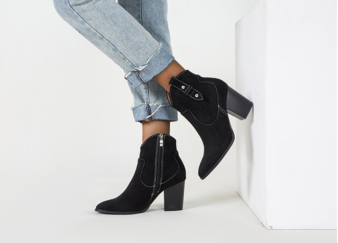 Women’s Black Suede Martin Boots with Chunky Heel and Side Zipper - Wazzi's Wear