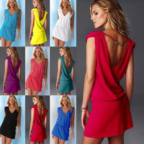 Women’s One Size Summer Dress Beach in 9 Colors - Wazzi's Wear