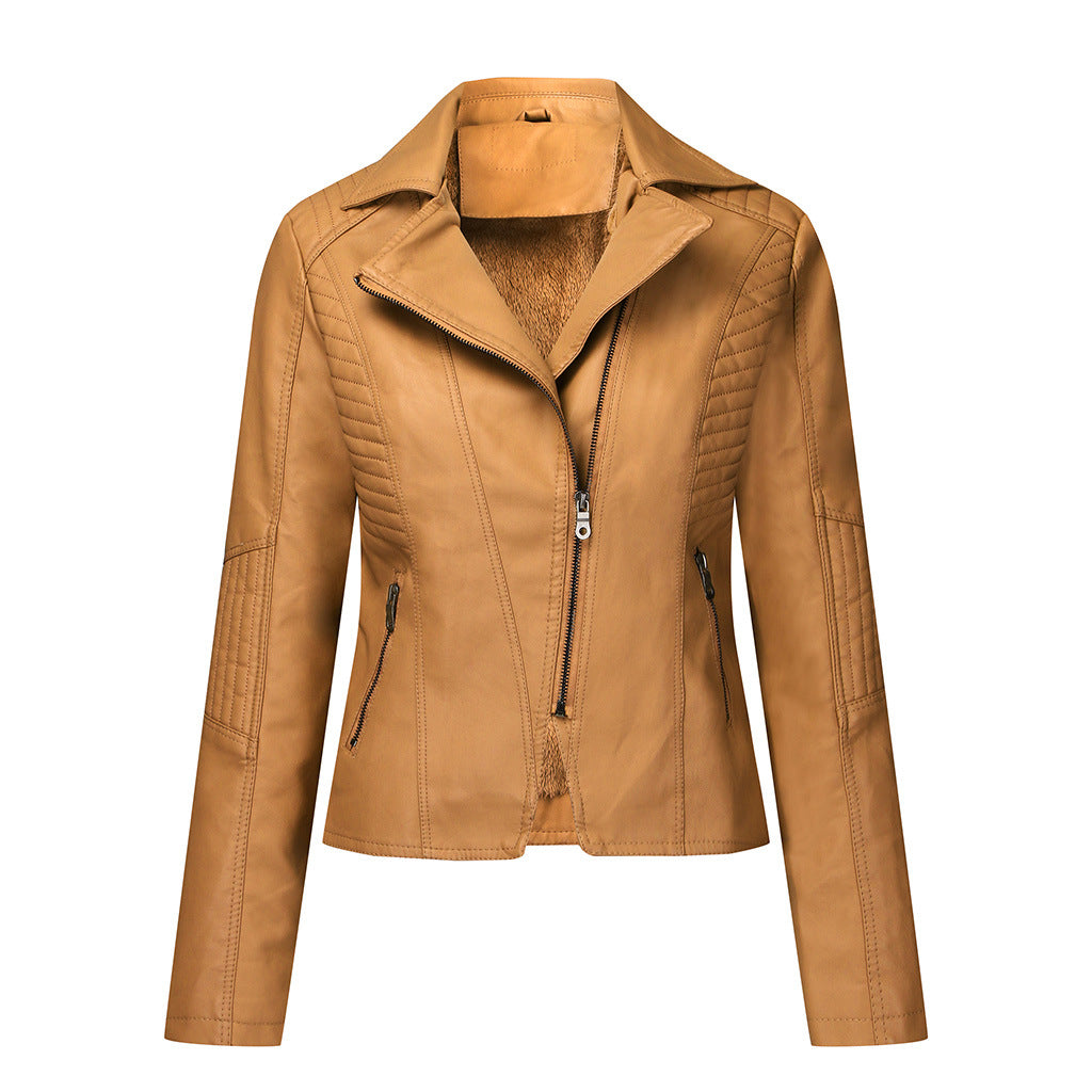 Women's Plush PU Leather Jacket in 4 Colors Sizes 4-10 - Wazzi's Wear