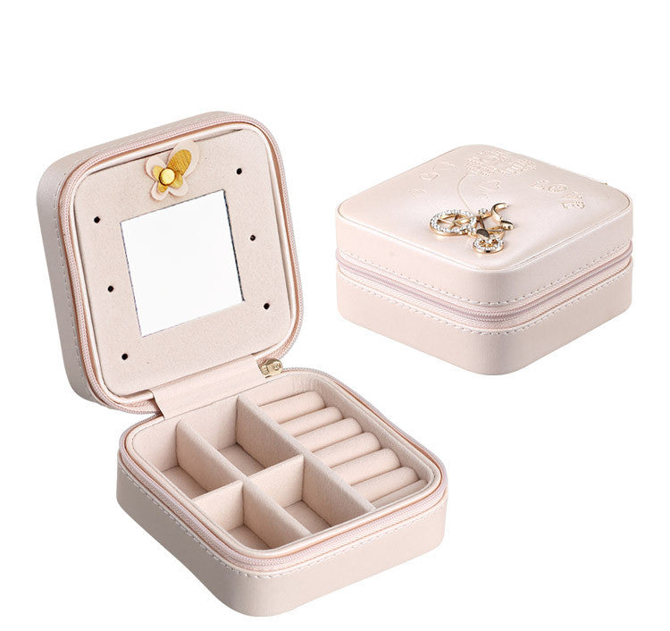 Portable Jewelry Box with Mirror in 4 Colors - Wazzi's Wear