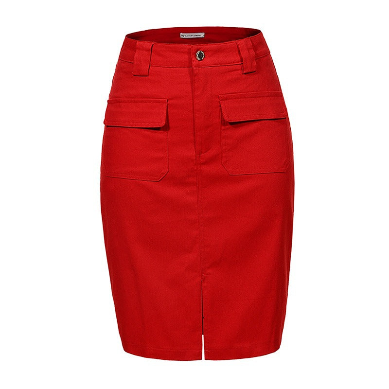 Women’s Denim Cargo Skirt with High Waist in 4 Colors - Wazzi's Wear