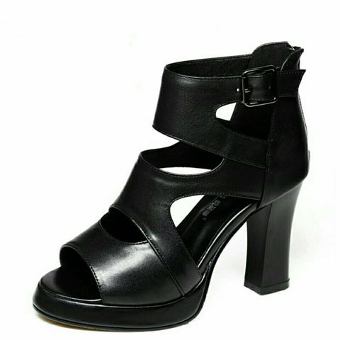 Women’s Black High Heel Strappy Sandals - Wazzi's Wear