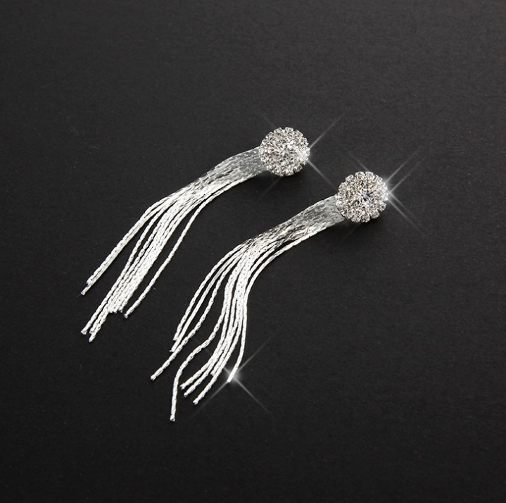 Women’s Long Tassel Crystal Earrings - Wazzi's Wear