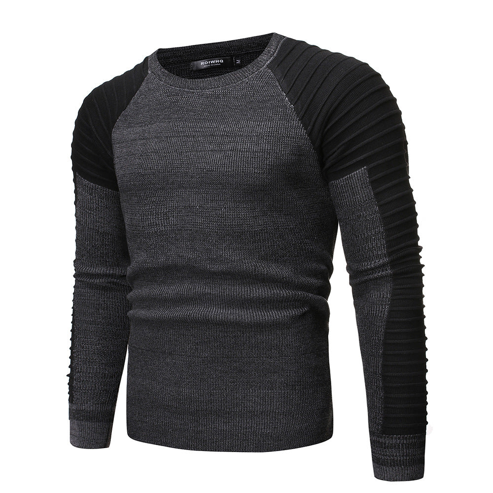 Men's Round Neck Colorblock Sweater in 2 Colors M-2XL - Wazzi's Wear