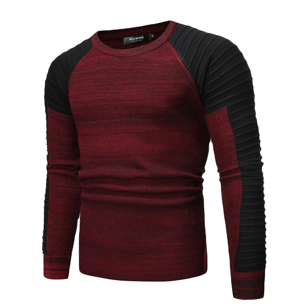 Men's Round Neck Colorblock Sweater in 2 Colors M-2XL - Wazzi's Wear