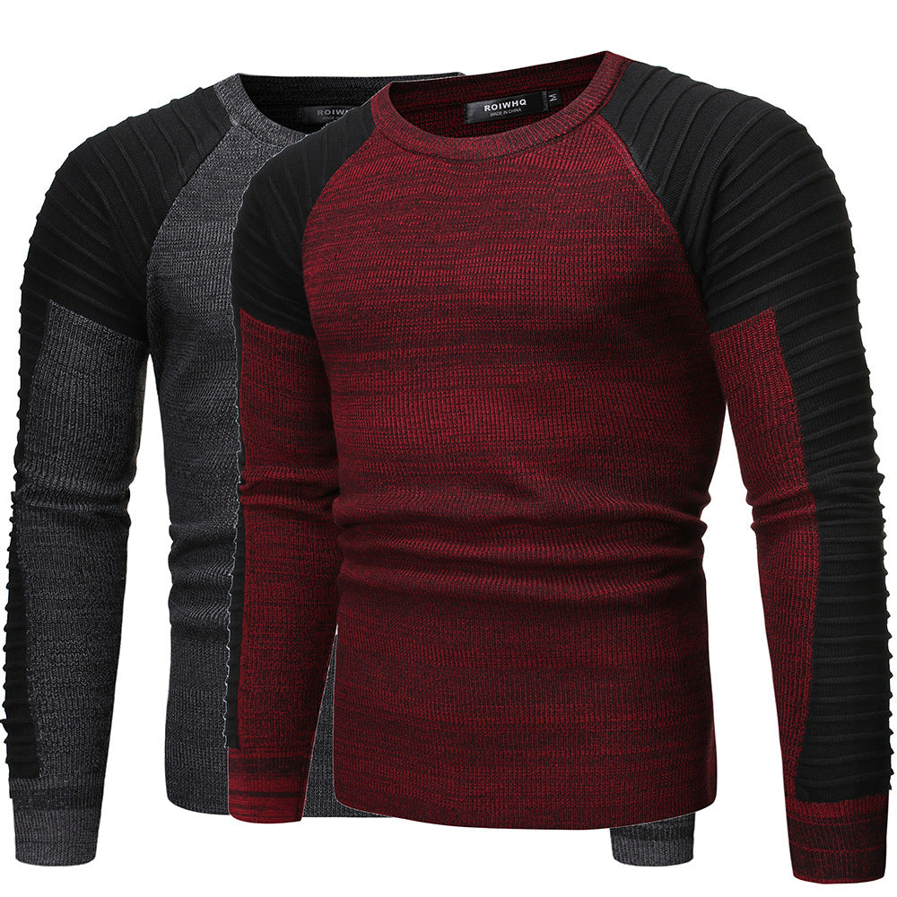 Men's Round Neck Colorblock Sweater in 2 Colors M-2XL - Wazzi's Wear