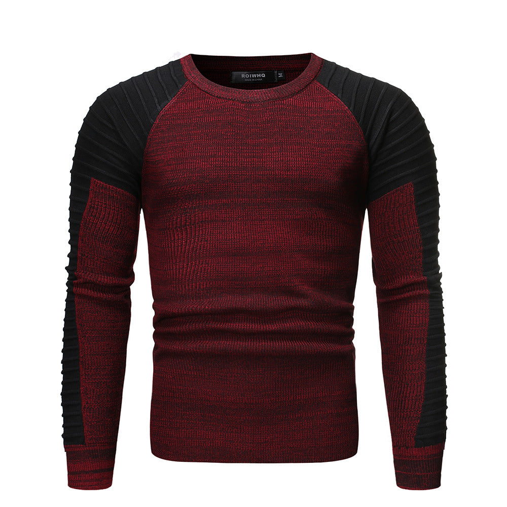 Men's Round Neck Colorblock Sweater in 2 Colors M-2XL - Wazzi's Wear