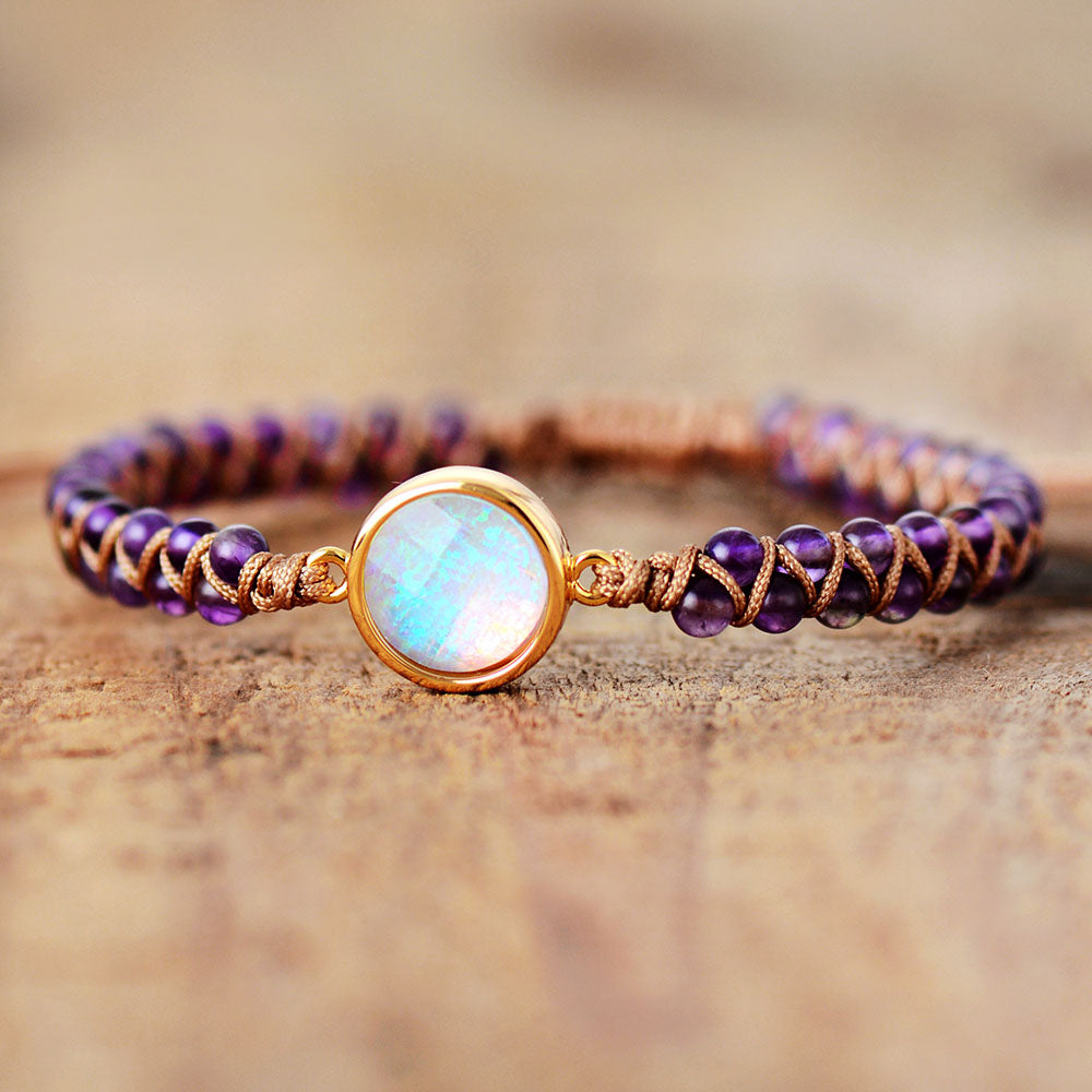 Stone and Opal Braided Bohemian Bracelet in 6 Colors - Wazzi's Wear