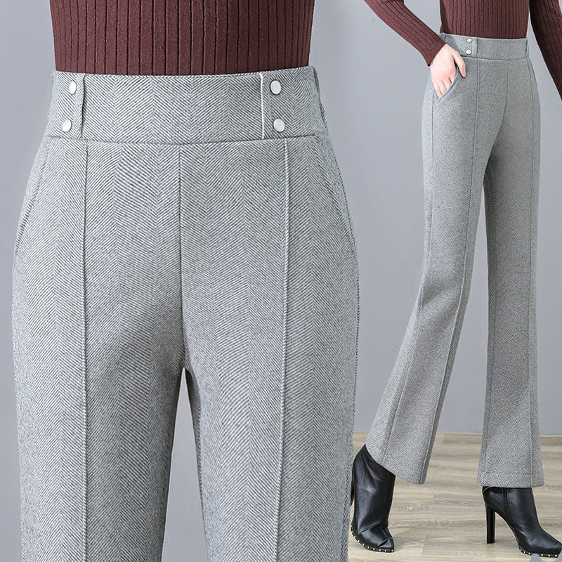 Women's Woolen High-Waisted Flared Pants in 3 Colors S-3XL - Wazzi's Wear
