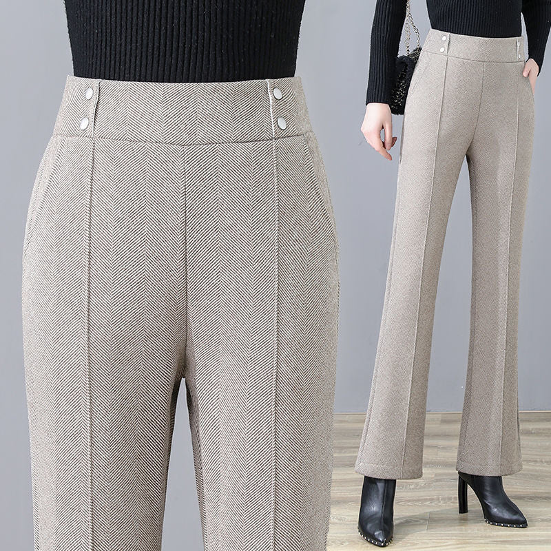 Women's Woolen High-Waisted Flared Pants in 3 Colors S-3XL - Wazzi's Wear