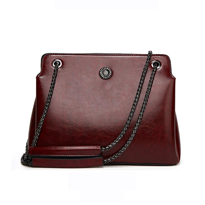 Women’s Leather Messenger Bag with Chain Strap in 4 Colors - Wazzi's Wear