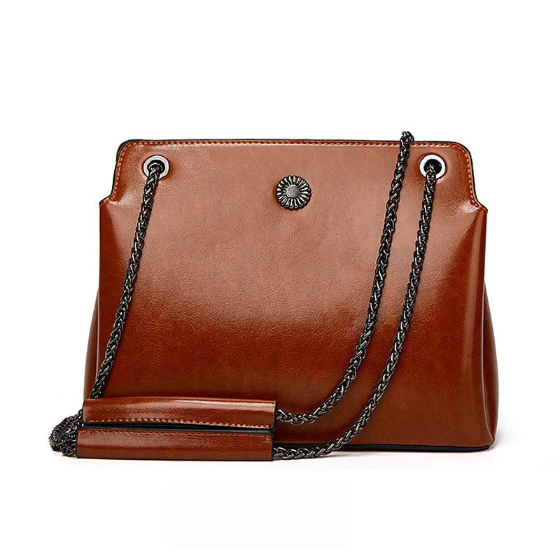 Women’s Leather Messenger Bag with Chain Strap in 4 Colors - Wazzi's Wear