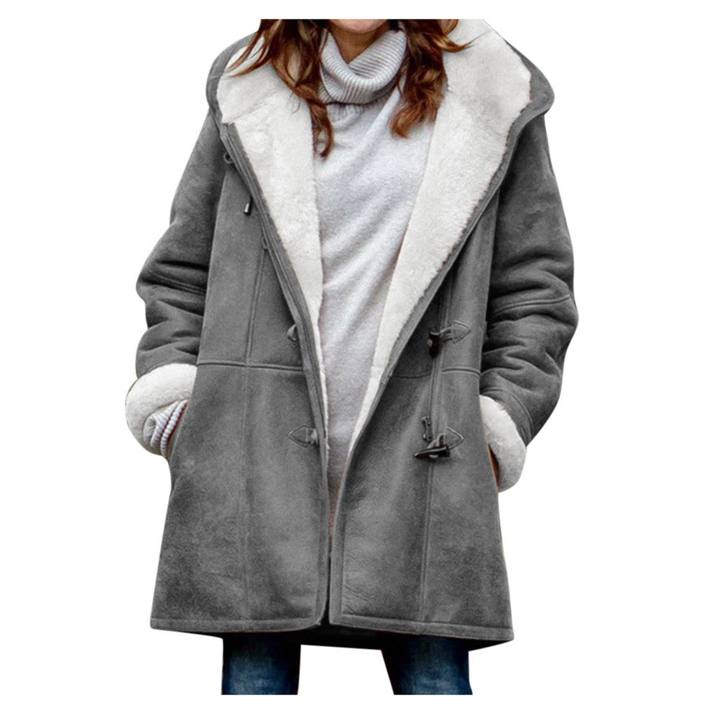 Women’s Mid-Length Hooded Coat with Pockets in 5 Colors S-5XL - Wazzi's Wear
