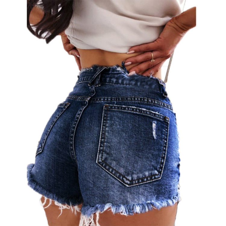 Ripped High Waist Denim Shorts with Pockets in 3 Colors