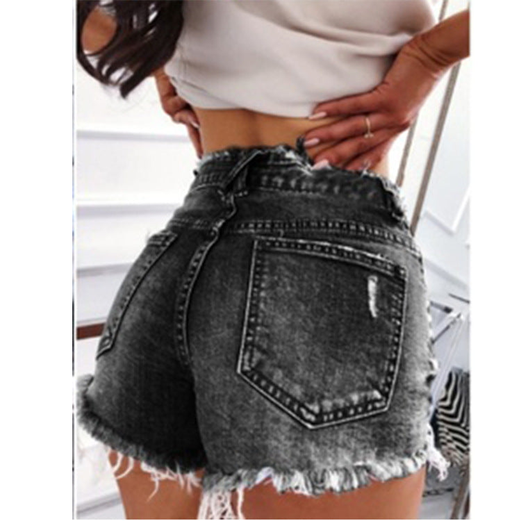 Ripped High Waist Denim Shorts with Pockets in 3 Colors