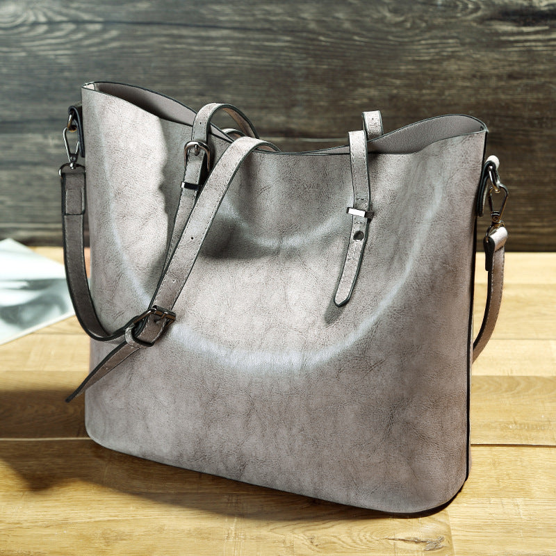 Women’s Oil Wax Leather Shoulder Messenger Tote Bag in 5 Colors - Wazzi's Wear