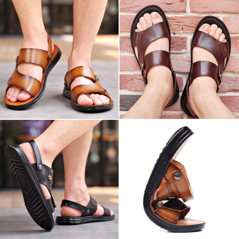 Men’s Leather Sandals with Ankle Strap in 3 Colors