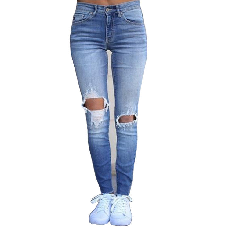 Women's Slim Fit Jeans With Ripped Tassels S-3XL - Wazzi's Wear