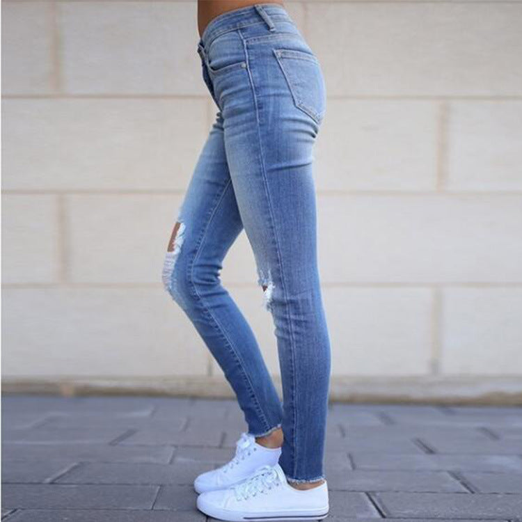 Women's Slim Fit Jeans With Ripped Tassels S-3XL - Wazzi's Wear