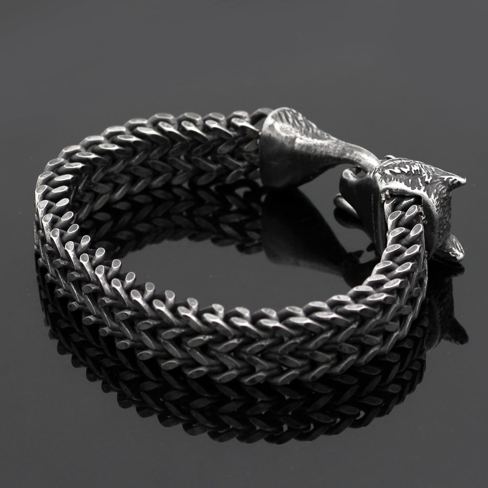 Men’s Stainless Steel Black Wolf Wristband - Wazzi's Wear