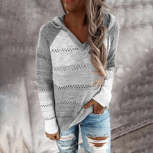 Load image into Gallery viewer, Women’s Striped Long Sleeve Hooded Sweater in 11 Colors S-5XL - Wazzi&#39;s Wear