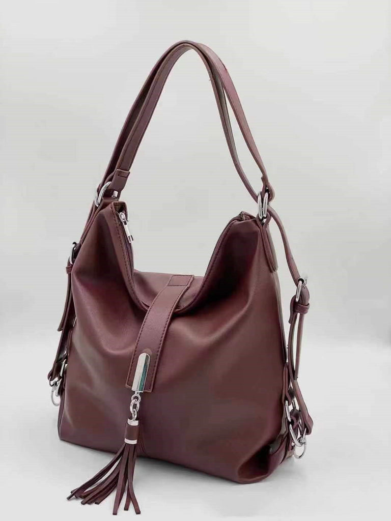 Women's PU Leather Shoulder Bag with Tassel in 9 Colors - Wazzi's Wear