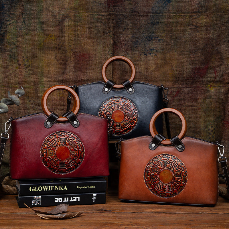Women’s Vintage Designer Leather Hand Shoulder Bag in 3 Colors - Wazzi's Wear
