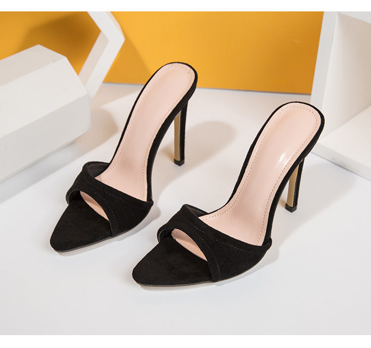 Women’s Elegant Solid Colour Stilettos with Open Pointed Toe