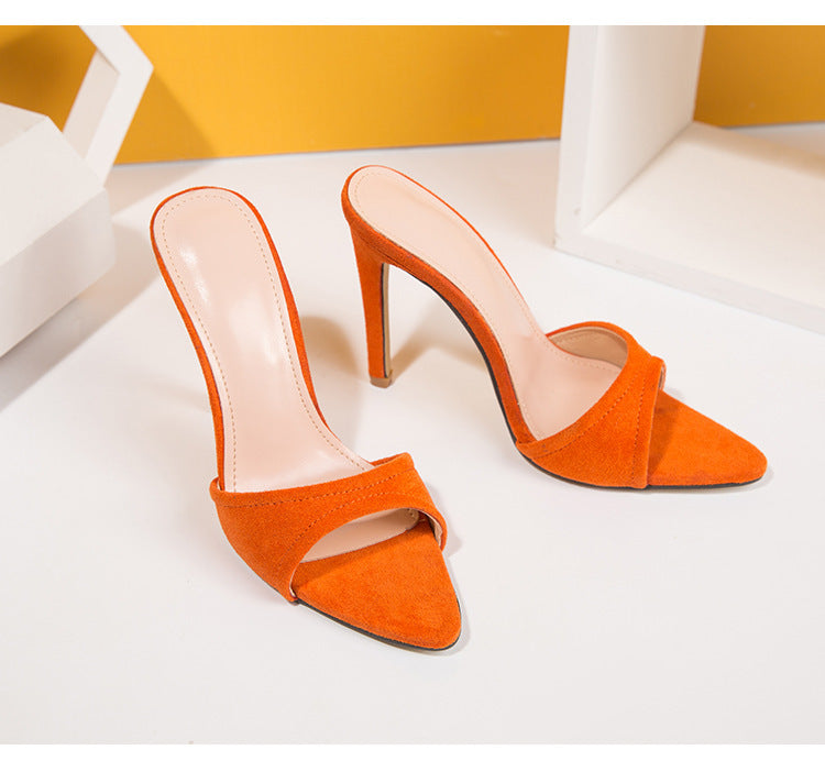 Women’s Elegant Solid Colour Stilettos with Open Pointed Toe