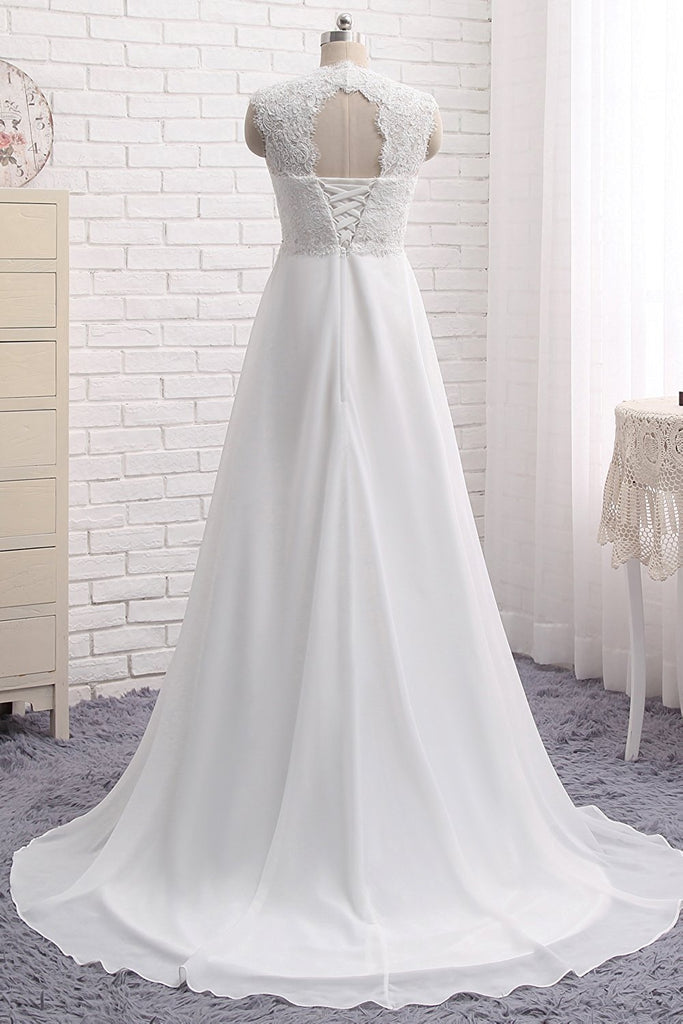 Women’s Short Sleeve Lace Bodice Wedding Dress Sizes 8-26W - Wazzi's Wear