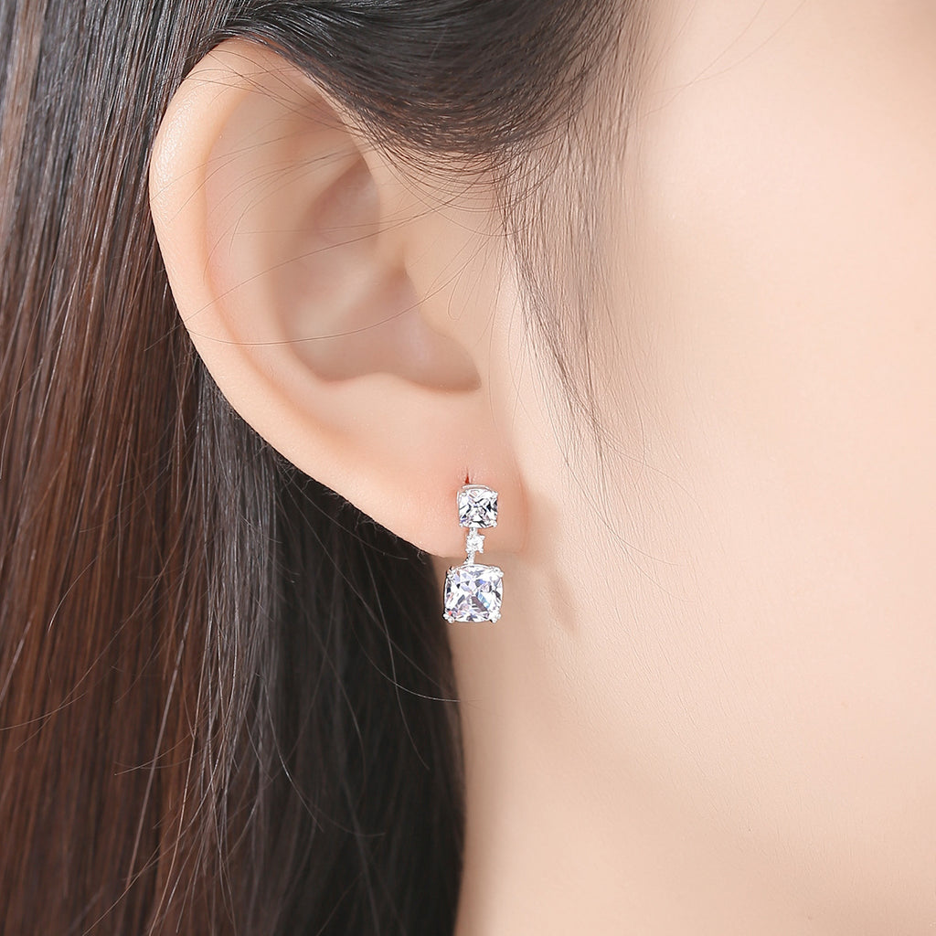 White Gemstone Sterling Silver Earrings - Wazzi's Wear