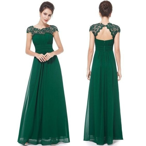 Women’s Elegant Lace Evening Maxi Dress in 8 Colors S-XXL - Wazzi's Wear