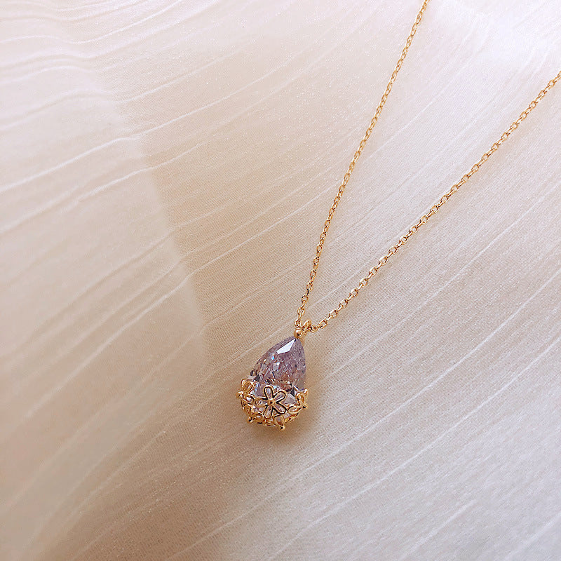 Women’s Necklace with Crystal Water Drop Pendant - Wazzi's Wear
