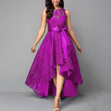 Load image into Gallery viewer, Women’s Lace Sleeveless Formal Dress with Asymmetric Hem and Waist Tie in 5 Colors S-5XL - Wazzi&#39;s Wear