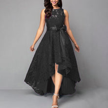 Load image into Gallery viewer, Women’s Lace Sleeveless Formal Dress with Asymmetric Hem and Waist Tie in 5 Colors S-5XL - Wazzi&#39;s Wear