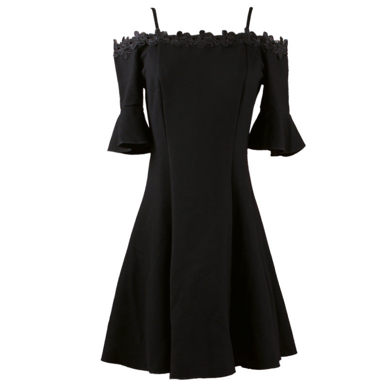 Slimline A-line dress lace strapless off-the-shoulder dress