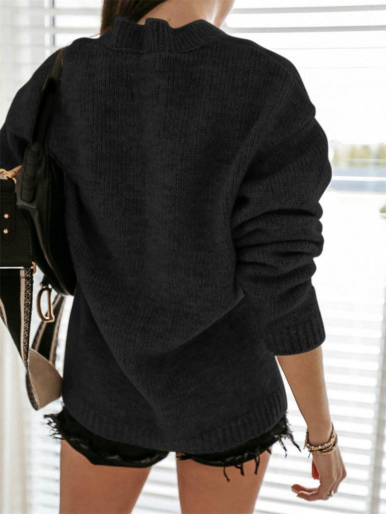 Women’s V-Neck Button Knit Cardigan in 2 Colors S-XL - Wazzi's Wear